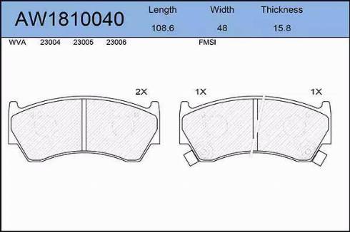 Aywiparts AW1810040 - Brake Pad Set, disc brake autospares.lv