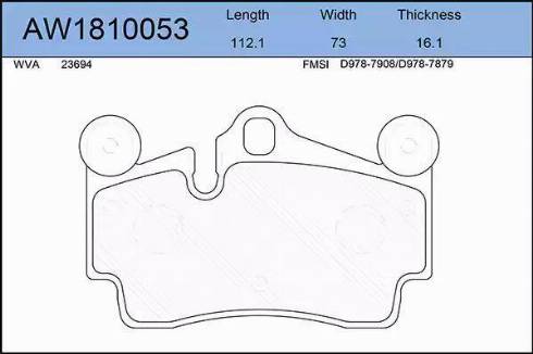 Aywiparts AW1810053 - Brake Pad Set, disc brake autospares.lv