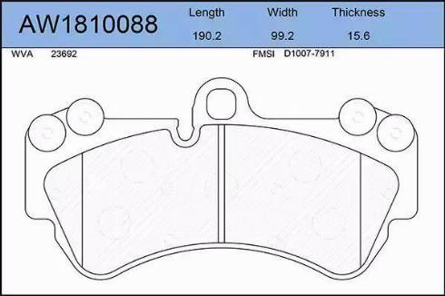 Aywiparts AW1810088 - Brake Pad Set, disc brake autospares.lv