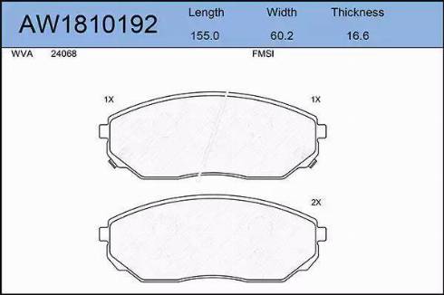 Aywiparts AW1810192 - Brake Pad Set, disc brake autospares.lv