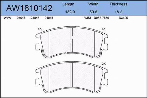 Aywiparts AW1810142 - Brake Pad Set, disc brake autospares.lv