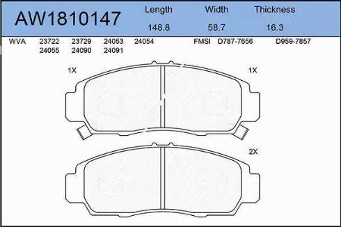 Aywiparts AW1810147 - Brake Pad Set, disc brake autospares.lv