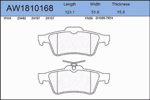 Aywiparts AW1810168 - Brake Pad Set, disc brake autospares.lv