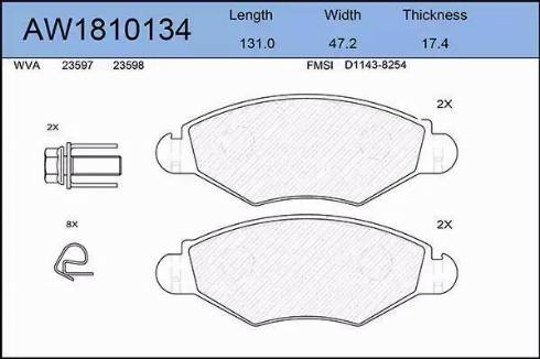 Aywiparts AW1810134 - Brake Pad Set, disc brake autospares.lv