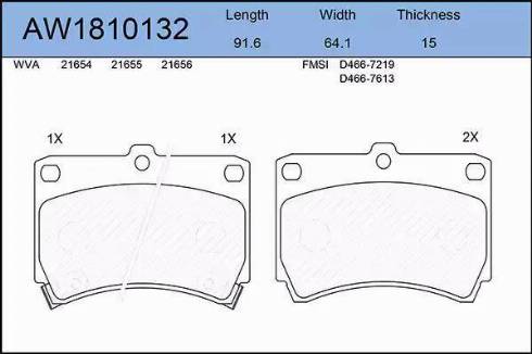 Aywiparts AW1810132 - Brake Pad Set, disc brake autospares.lv