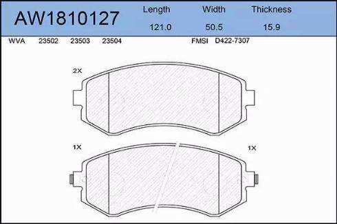 Aywiparts AW1810127 - Brake Pad Set, disc brake autospares.lv