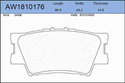 Aywiparts AW1810176 - Brake Pad Set, disc brake autospares.lv