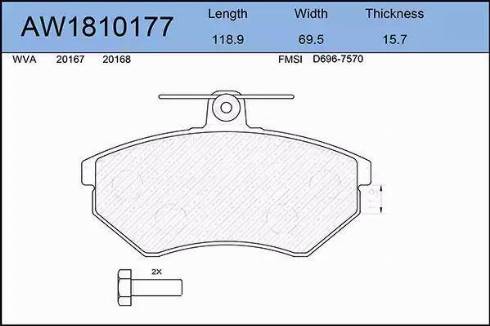 Aywiparts AW1810177 - Brake Pad Set, disc brake autospares.lv