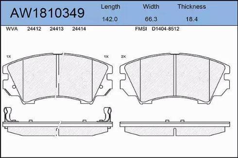 Aywiparts AW1810349 - Brake Pad Set, disc brake autospares.lv