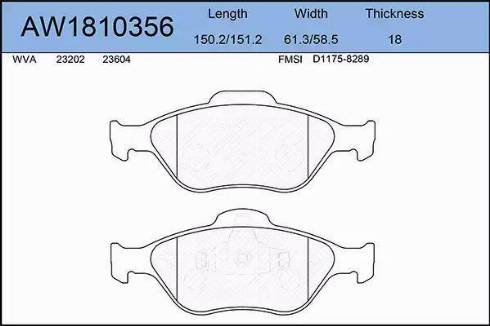 Aywiparts AW1810356 - Brake Pad Set, disc brake autospares.lv