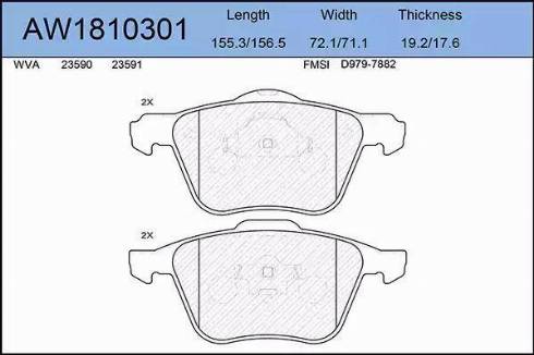 Aywiparts AW1810301 - Brake Pad Set, disc brake autospares.lv