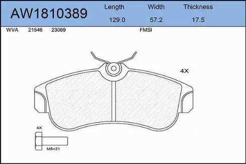 Aywiparts AW1810389 - Brake Pad Set, disc brake autospares.lv