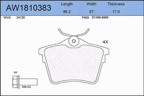 Aywiparts AW1810383 - Brake Pad Set, disc brake autospares.lv