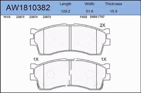 Aywiparts AW1810382 - Brake Pad Set, disc brake autospares.lv