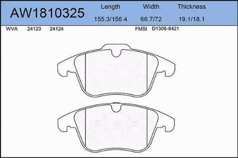 Aywiparts AW1810325 - Brake Pad Set, disc brake autospares.lv