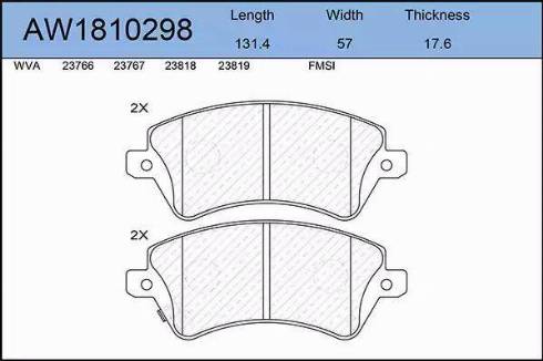 Aywiparts AW1810298 - Brake Pad Set, disc brake autospares.lv