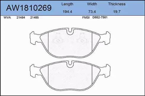 Aywiparts AW1810269 - Brake Pad Set, disc brake autospares.lv