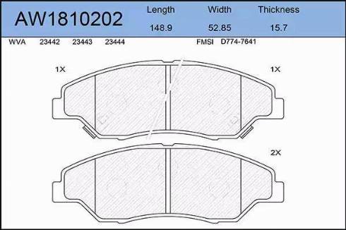 Aywiparts AW1810202 - Brake Pad Set, disc brake autospares.lv