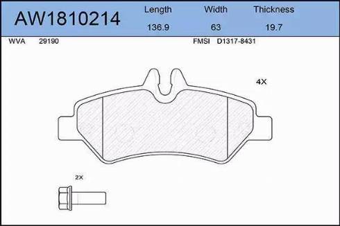 Aywiparts AW1810214 - Brake Pad Set, disc brake autospares.lv