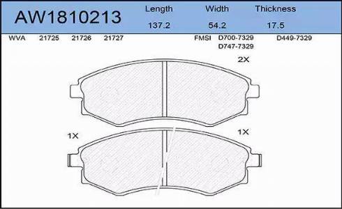 Aywiparts AW1810213 - Brake Pad Set, disc brake autospares.lv