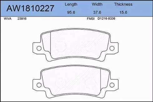 Aywiparts AW1810227 - Brake Pad Set, disc brake autospares.lv