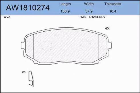 Aywiparts AW1810274 - Brake Pad Set, disc brake autospares.lv