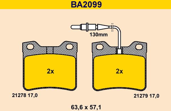 Barum BA2099 - Brake Pad Set, disc brake autospares.lv