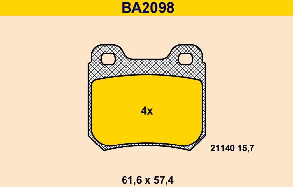 Barum BA2098 - Brake Pad Set, disc brake autospares.lv