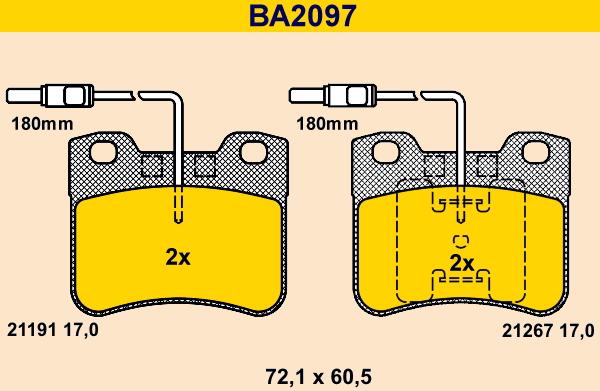 Barum BA2097 - Brake Pad Set, disc brake autospares.lv