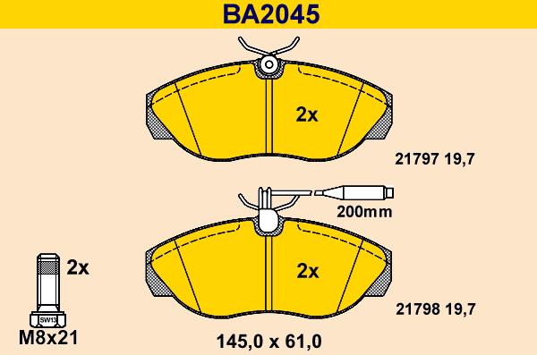 Barum BA2045 - Brake Pad Set, disc brake autospares.lv