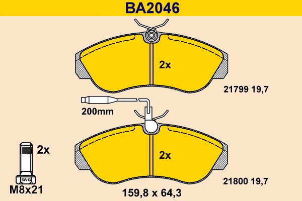 Barum BA2046 - Brake Pad Set, disc brake autospares.lv