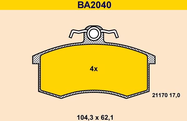 Barum BA2040 - Brake Pad Set, disc brake autospares.lv