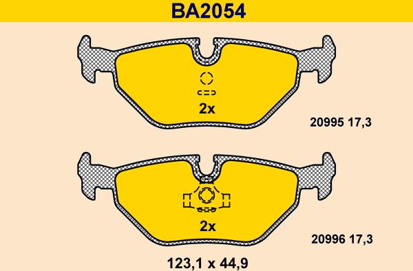 Barum BA2054 - Brake Pad Set, disc brake autospares.lv