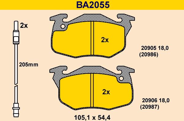 Barum BA2055 - Brake Pad Set, disc brake autospares.lv