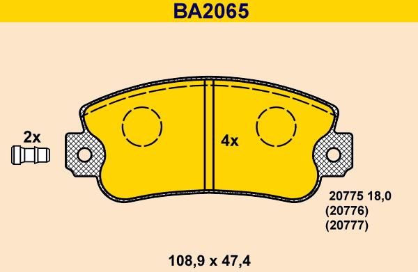 Barum BA2065 - Brake Pad Set, disc brake autospares.lv
