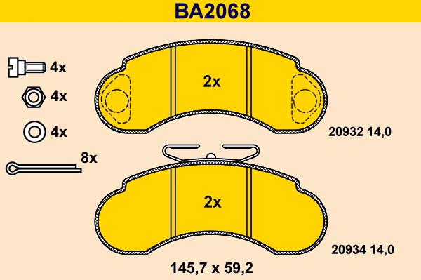 Barum BA2068 - Brake Pad Set, disc brake autospares.lv