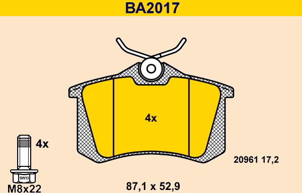 Barum BA2017 - Brake Pad Set, disc brake autospares.lv