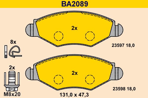 Barum BA2089 - Brake Pad Set, disc brake autospares.lv