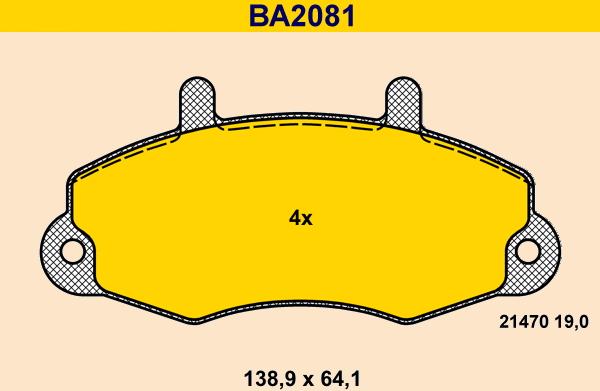 Barum BA2081 - Brake Pad Set, disc brake autospares.lv