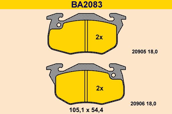 Barum BA2083 - Brake Pad Set, disc brake autospares.lv