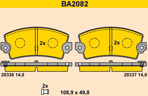 Barum BA2082 - Brake Pad Set, disc brake autospares.lv