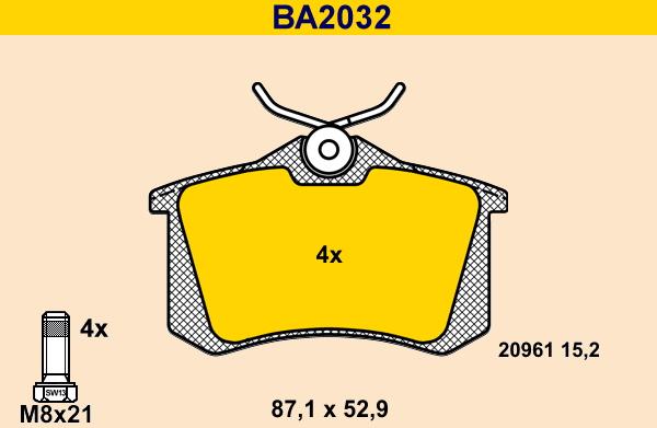 Barum BA2032 - Brake Pad Set, disc brake autospares.lv