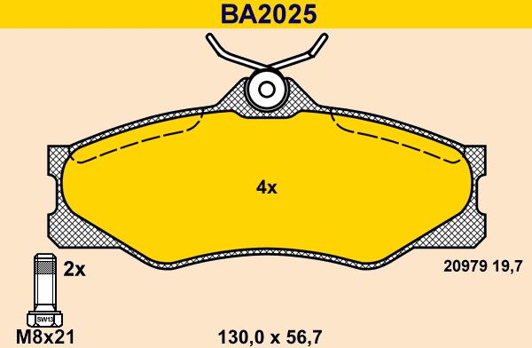 Barum BA2025 - Brake Pad Set, disc brake autospares.lv