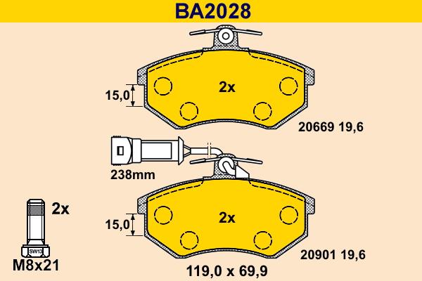 Barum BA2028 - Brake Pad Set, disc brake autospares.lv