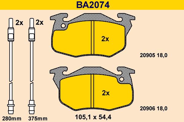 Barum BA2074 - Brake Pad Set, disc brake autospares.lv