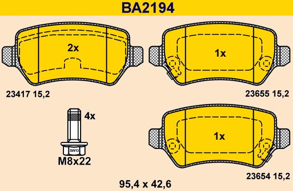 Barum BA2194 - Brake Pad Set, disc brake autospares.lv