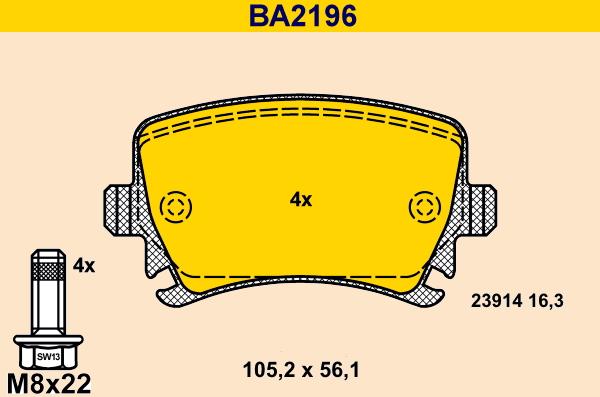 Barum BA2196 - Brake Pad Set, disc brake autospares.lv