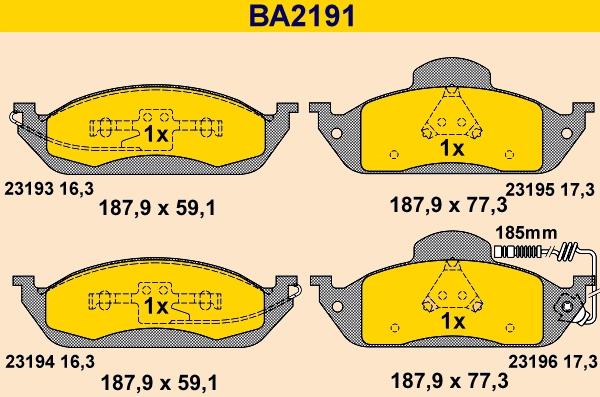 Barum BA2191 - Brake Pad Set, disc brake autospares.lv