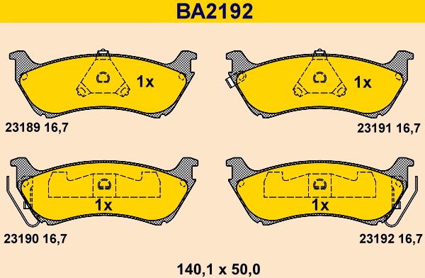 Barum BA2192 - Brake Pad Set, disc brake autospares.lv