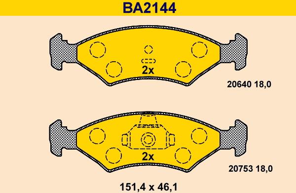 Barum BA2144 - Brake Pad Set, disc brake autospares.lv